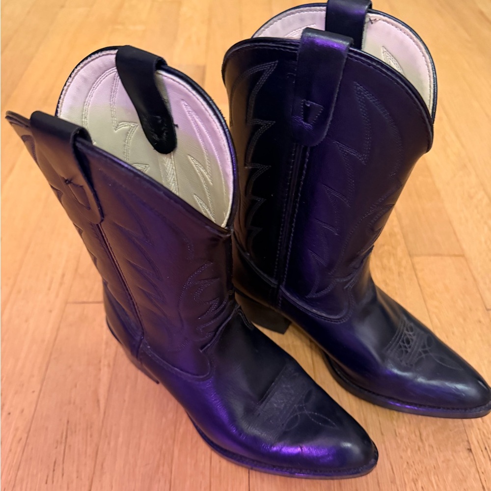 Laredo Black Leather Cowboy Boots